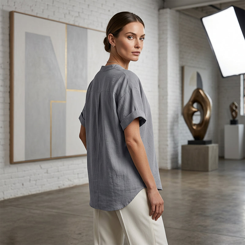 🌸Spring Sale 40% OFF👕Fashion Loose Solid Color Short Sleeve Top