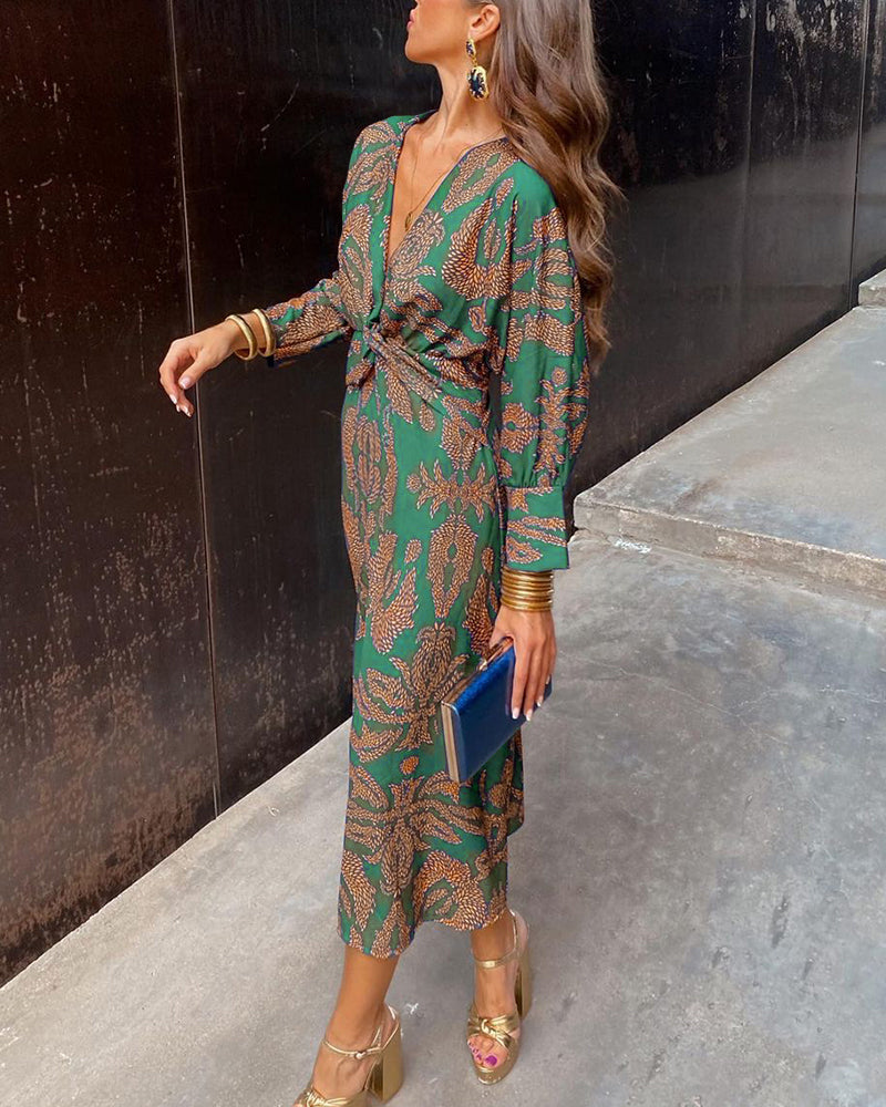 Ginevra | Long V-Neck A-Line Maxi Dress