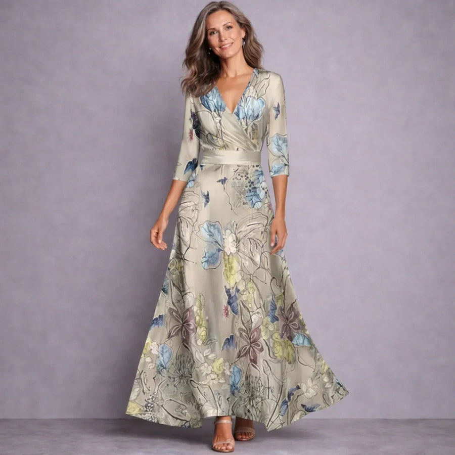 Dahlia | Elegant Mid Sleeve Maxi Dress
