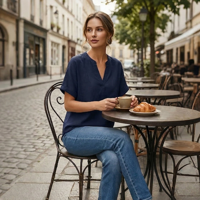 🌸Spring Sale 40% OFF👕Fashion Loose Solid Color Short Sleeve Top