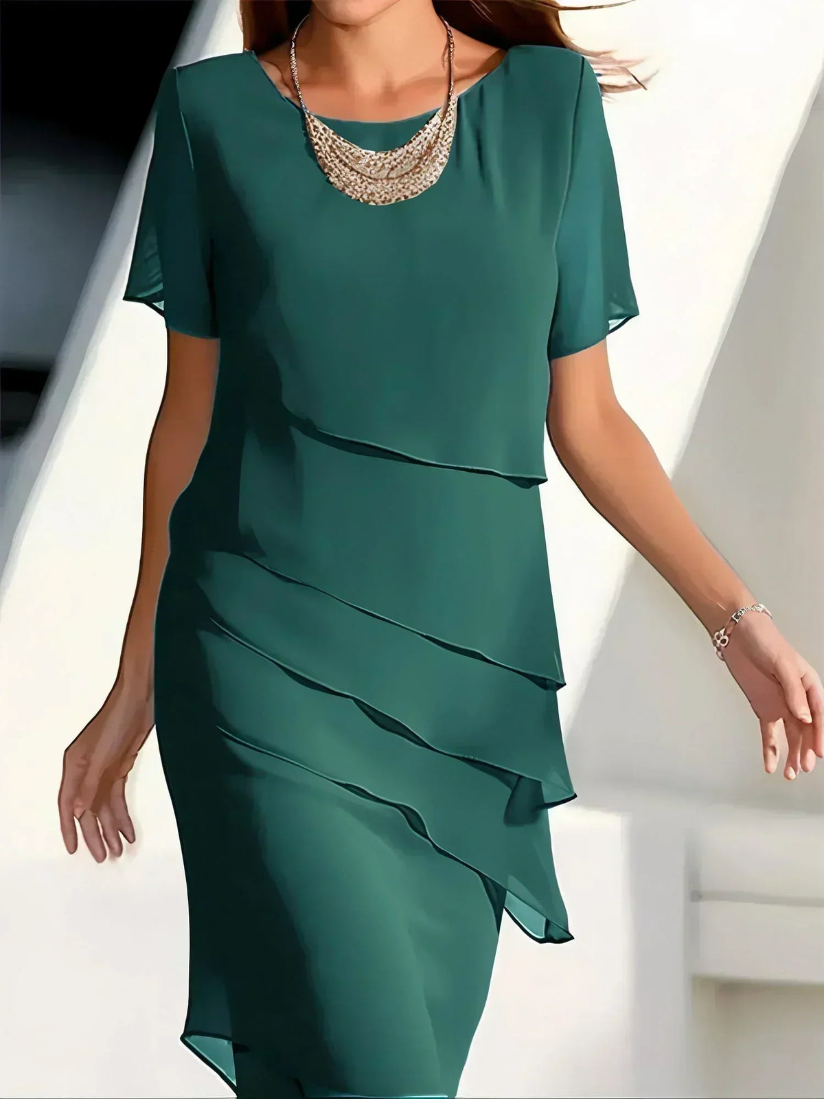 Claire | Elegant Flowy Short Sleeve Dress