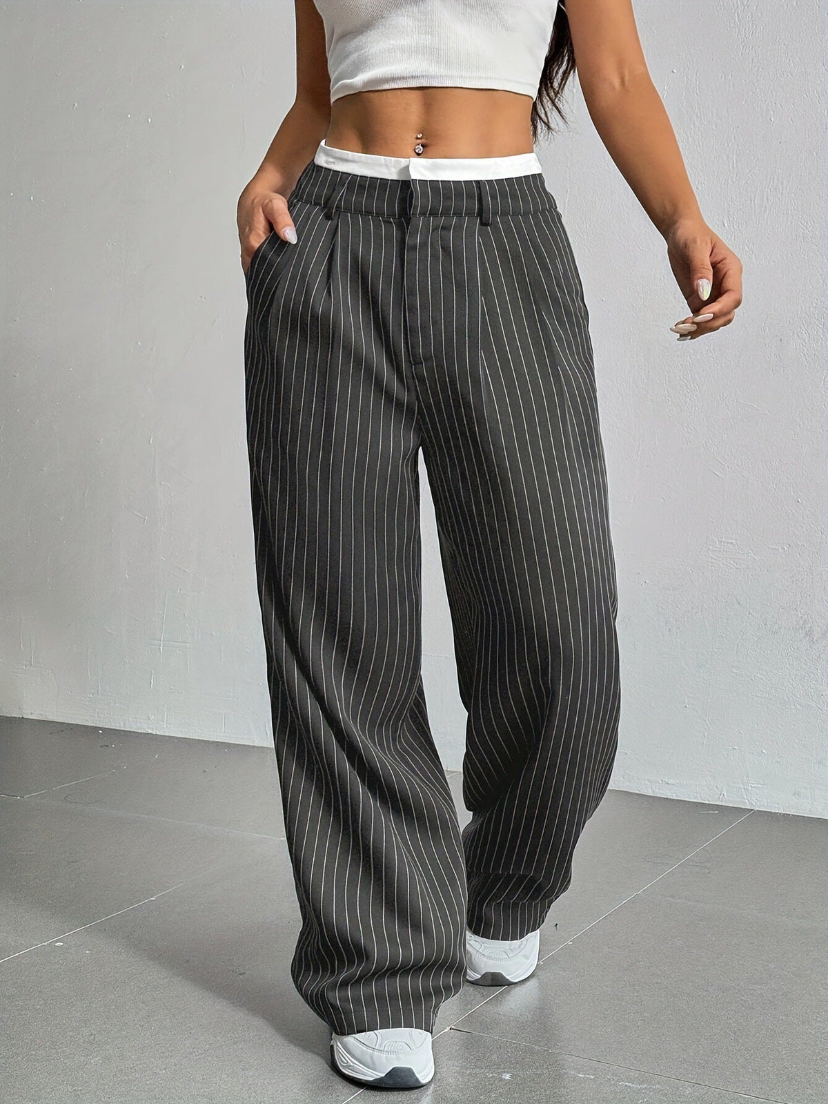 Lorraine | Casual Striped Wide Pants