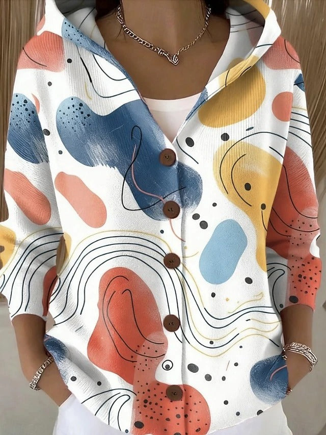 Yvaine | Elegant  Button Hooded Sweater