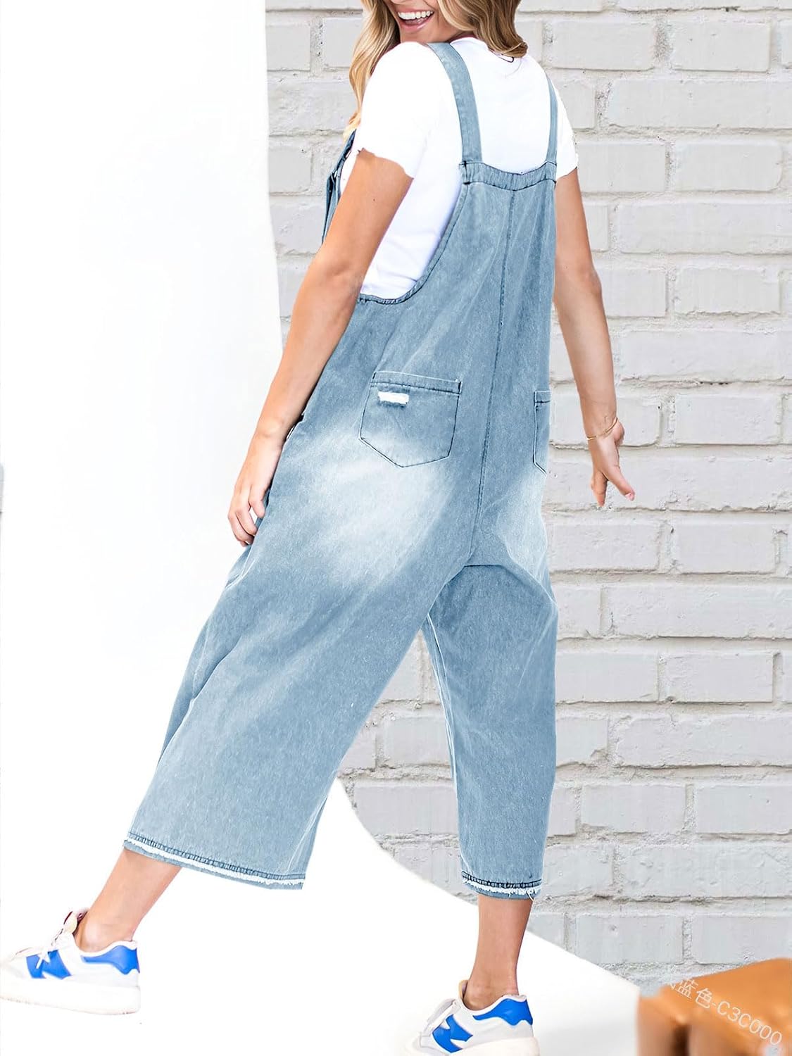 Cute Casual Button Jumpsuit Ripped Denim Overalls