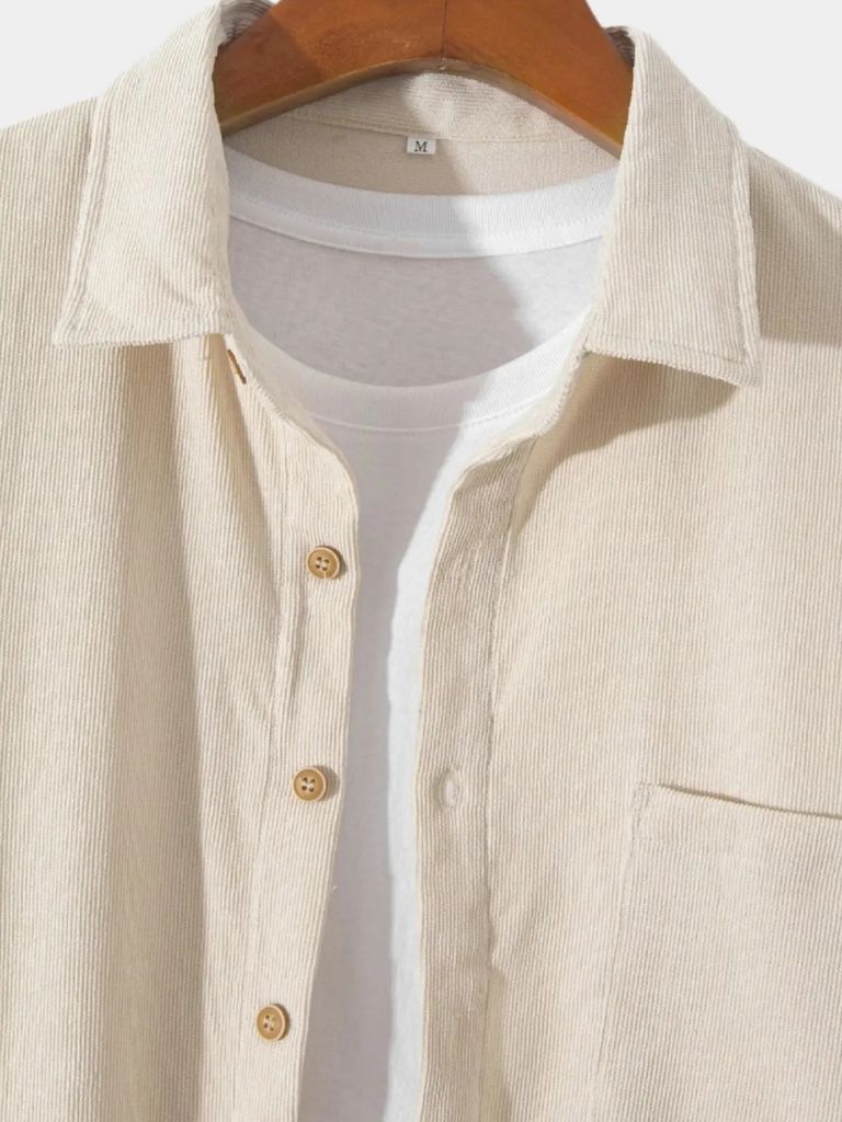 Casual Solid Corduroy Shirt