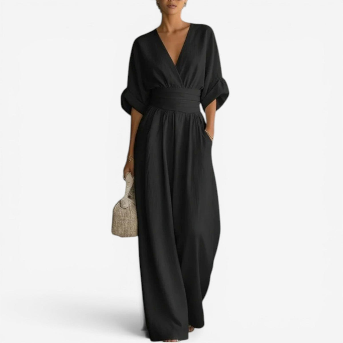 Layla | Elegant Wide Sleeve V-Neck Jumpsuit