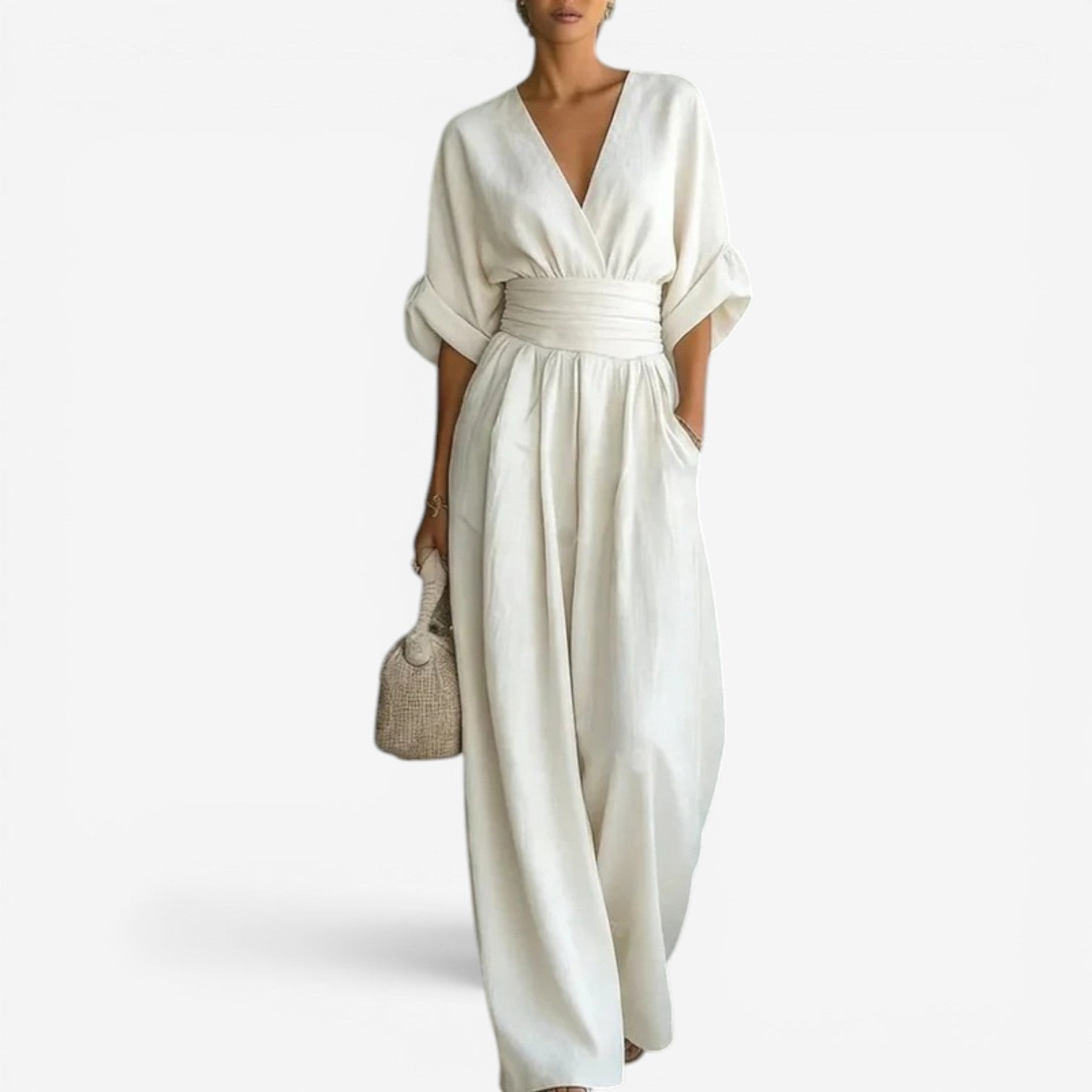 Layla | Elegant Wide Sleeve V-Neck Jumpsuit