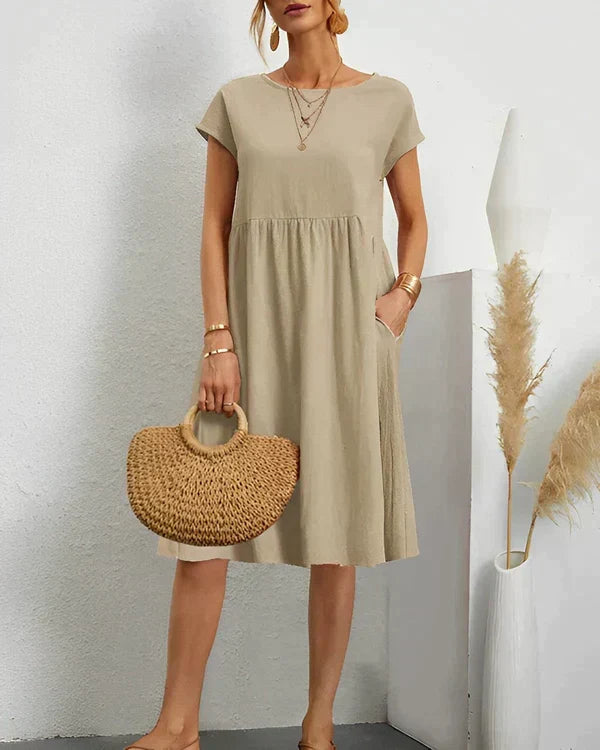 JACQUELINE | ELEGANT ROUND NECK DRESS