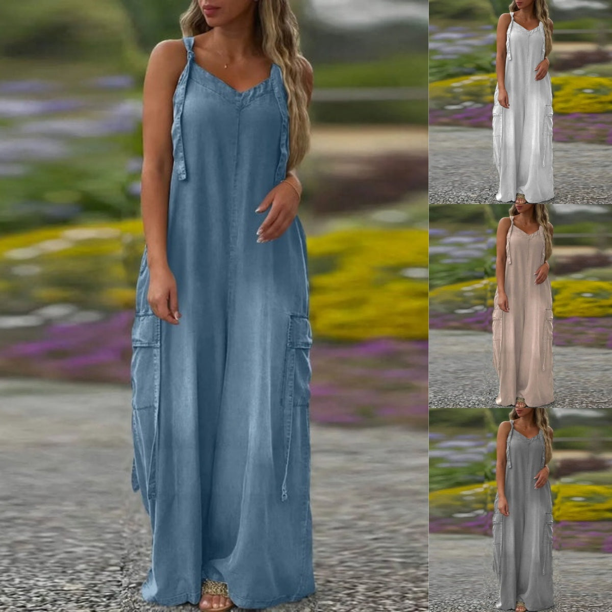 Loose Wide-Leg Jumpsuit with Pockets
