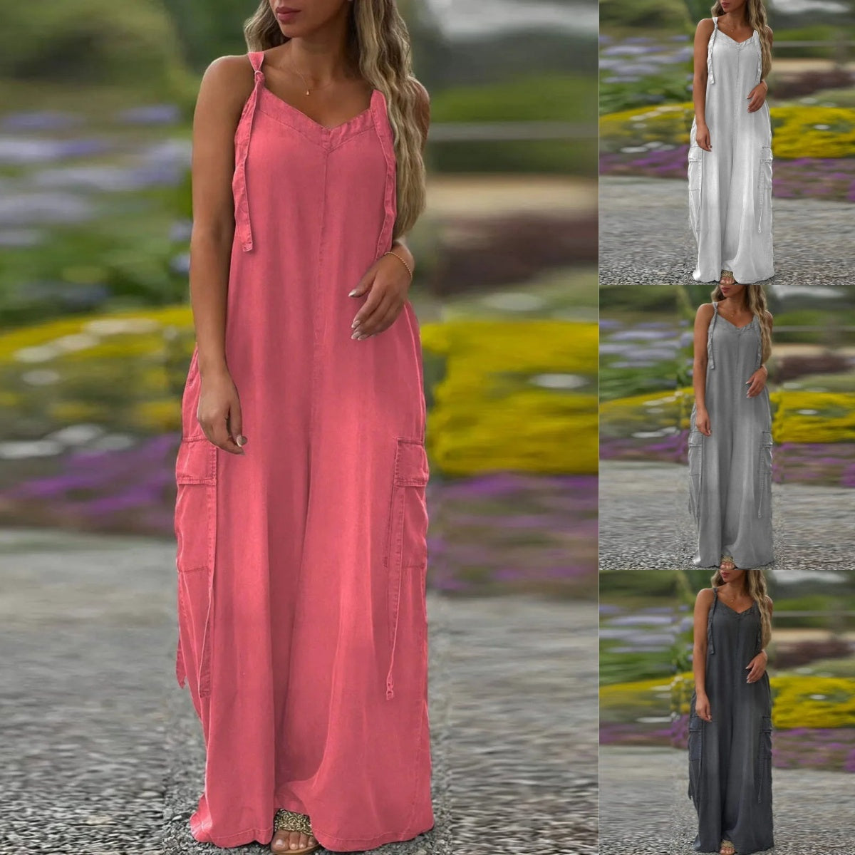 Loose Wide-Leg Jumpsuit with Pockets