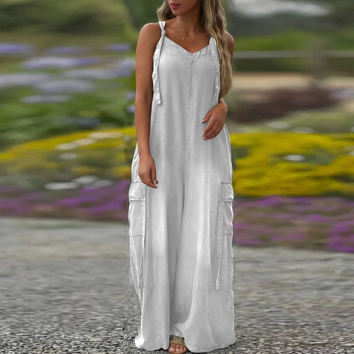 Loose Wide-Leg Jumpsuit with Pockets