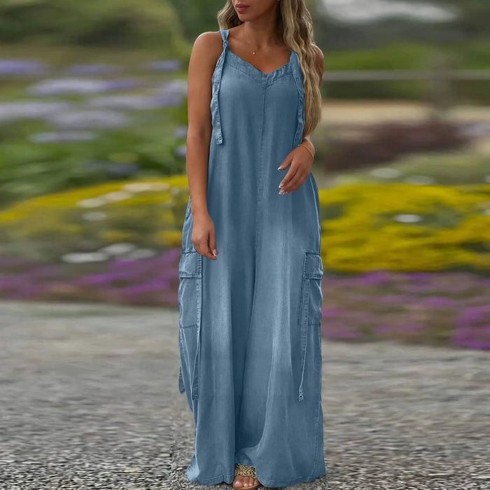 Loose Wide-Leg Jumpsuit with Pockets