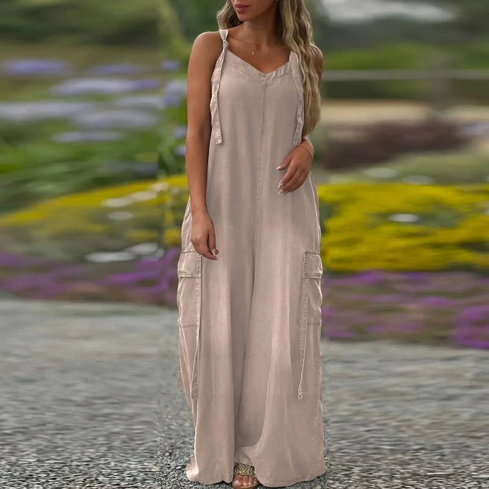 Loose Wide-Leg Jumpsuit with Pockets