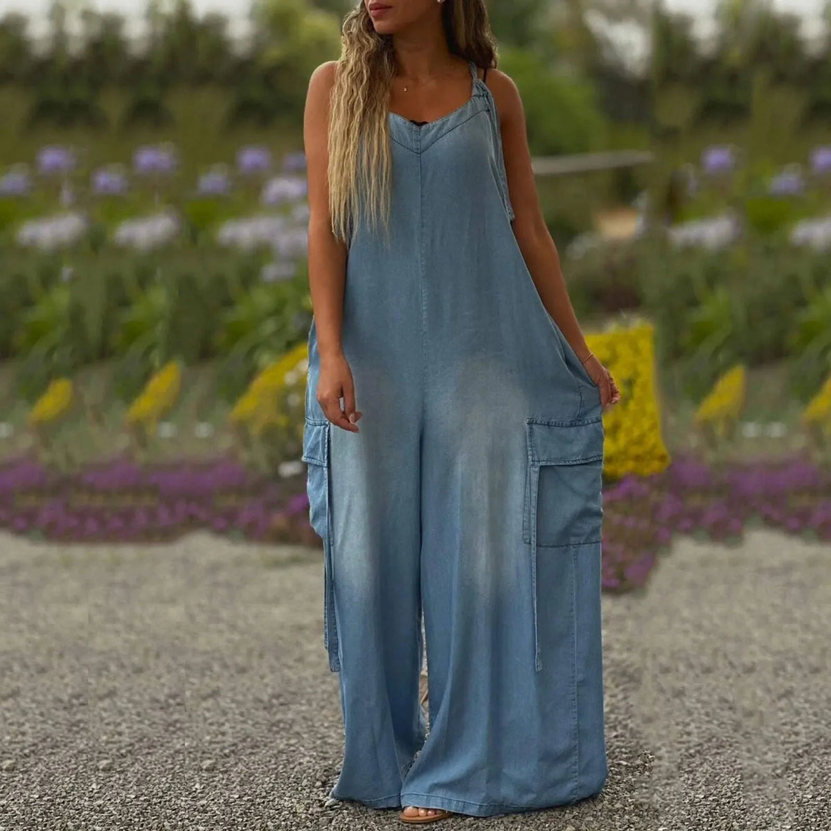 Loose Wide-Leg Jumpsuit with Pockets