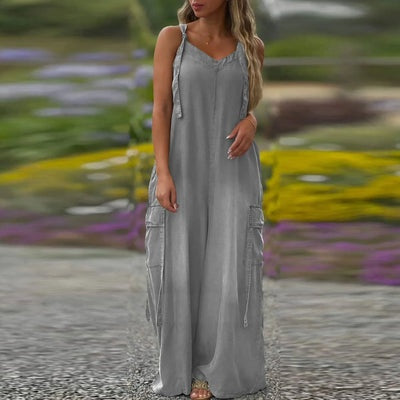Loose Wide-Leg Jumpsuit with Pockets