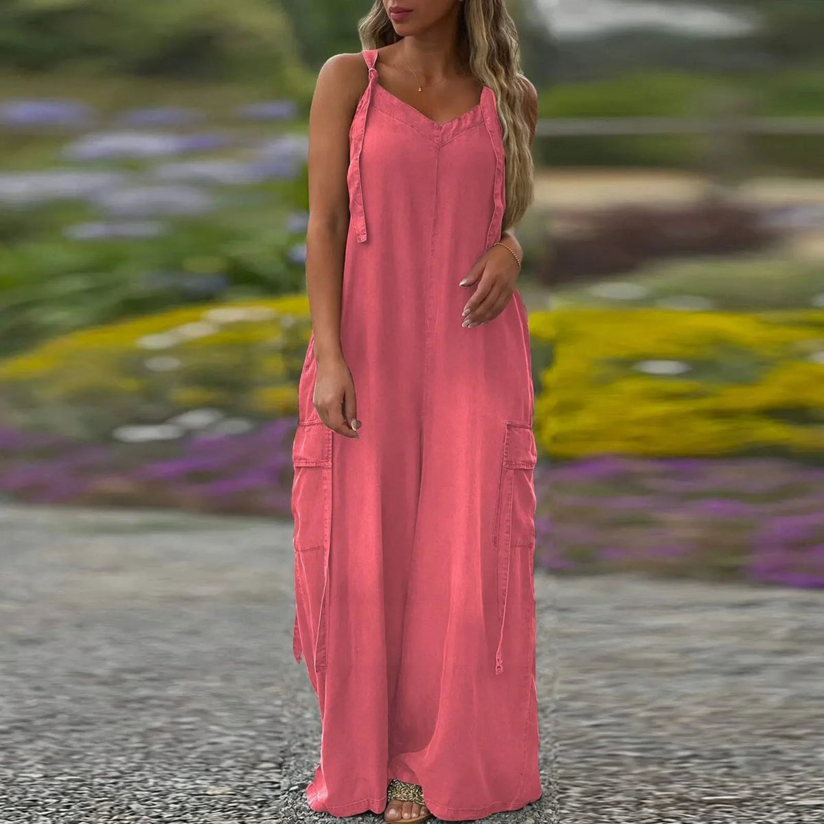 Loose Wide-Leg Jumpsuit with Pockets
