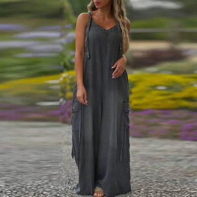 Loose Wide-Leg Jumpsuit with Pockets