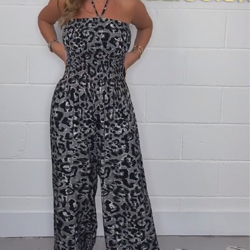 👖Women's Stylish Leopard Print Loose Jumpsuit