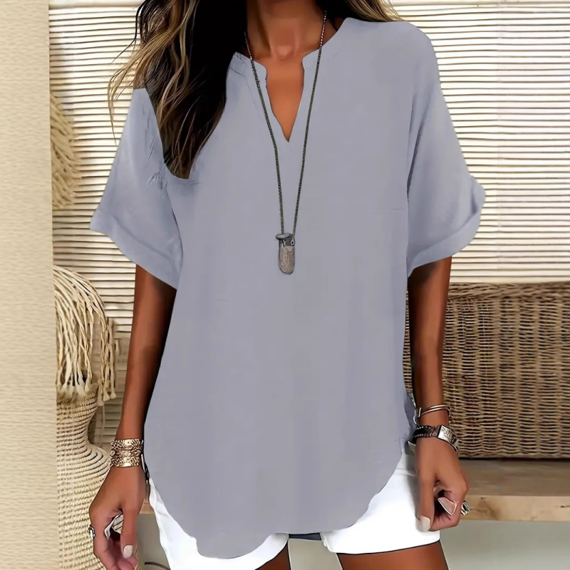 🌸Spring Sale 40% OFF👕Fashion Loose Solid Color Short Sleeve Top
