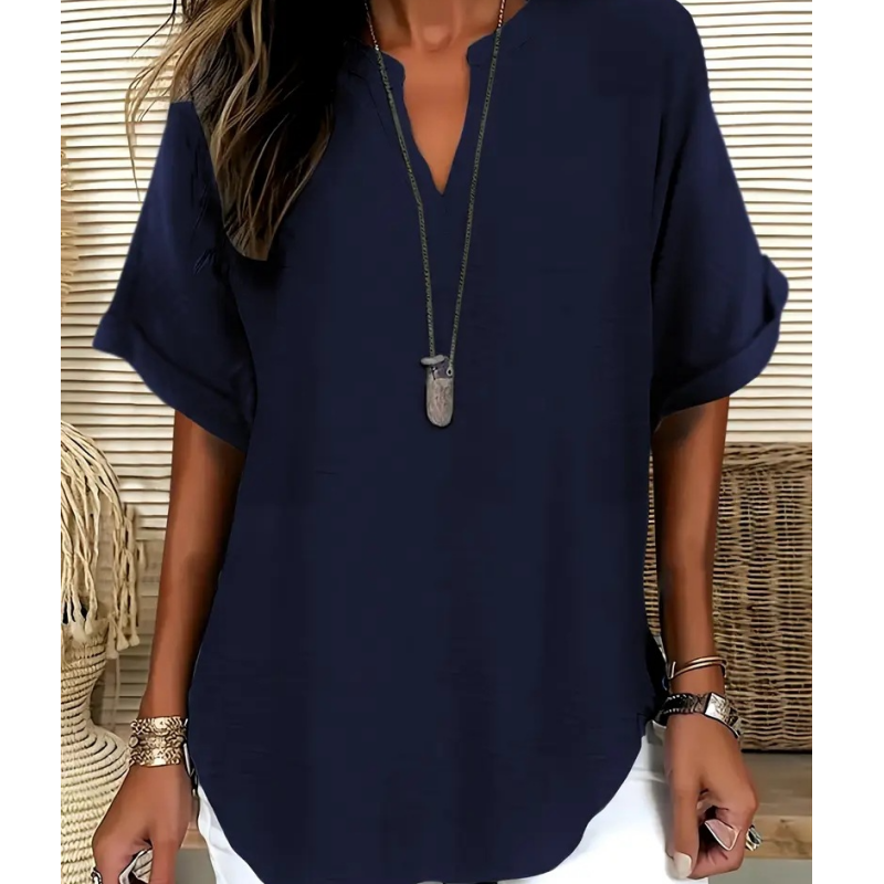 🌸Spring Sale 40% OFF👕Fashion Loose Solid Color Short Sleeve Top