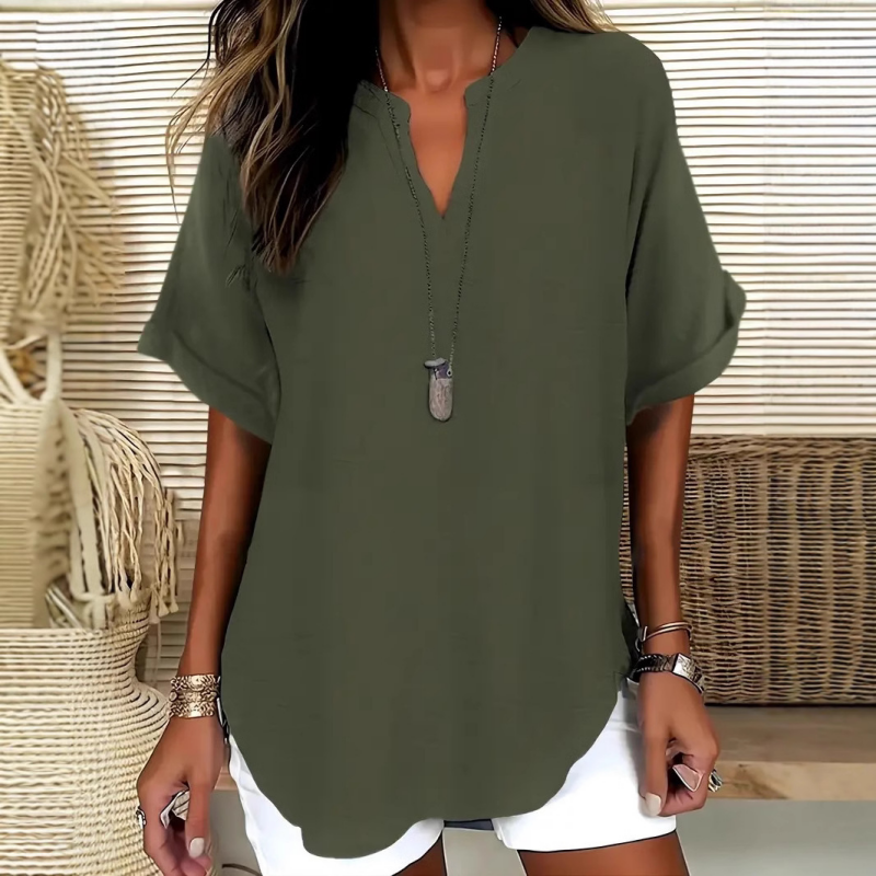 🌸Spring Sale 40% OFF👕Fashion Loose Solid Color Short Sleeve Top