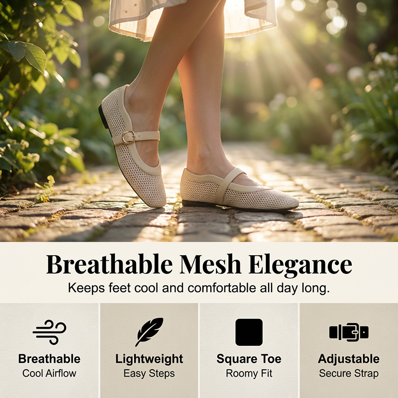 Elegant breathable mesh Mary Jane shoes 👡✨