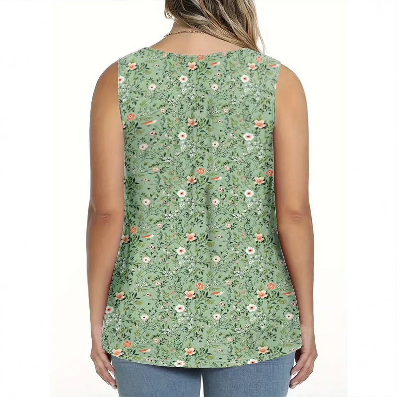 👚💗2026 New Style⚡Women's Printed Button Sleeveless Top