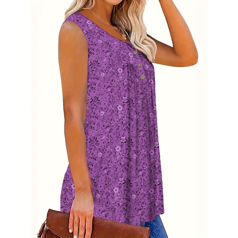 👚💗2026 New Style⚡Women's Printed Button Sleeveless Top