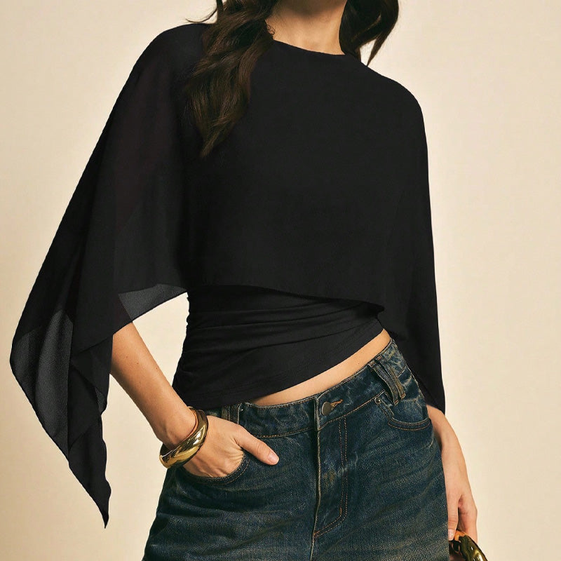 ✨New Arrival❣️Women's Elegant Chiffon Cape Sleeve Top