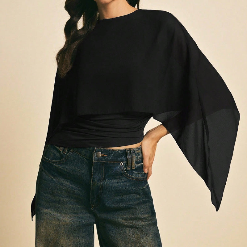 ✨New Arrival❣️Women's Elegant Chiffon Cape Sleeve Top
