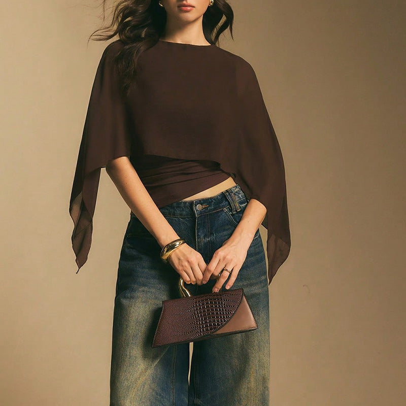 ✨New Arrival❣️Women's Elegant Chiffon Cape Sleeve Top