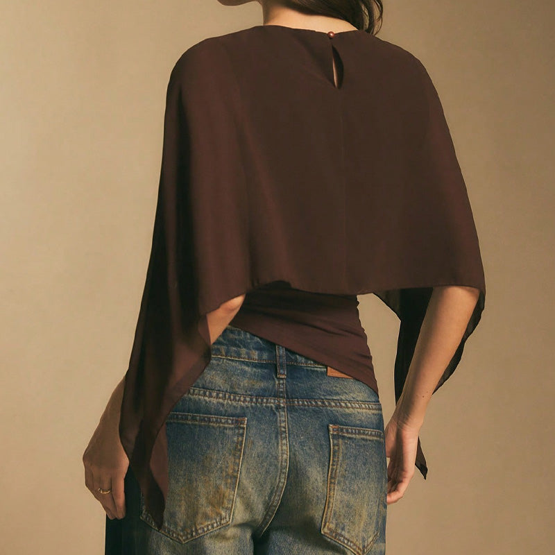 ✨New Arrival❣️Women's Elegant Chiffon Cape Sleeve Top