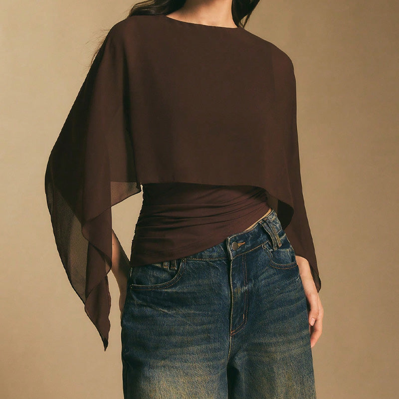 ✨New Arrival❣️Women's Elegant Chiffon Cape Sleeve Top