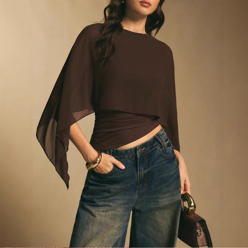 ✨New Arrival❣️Women's Elegant Chiffon Cape Sleeve Top