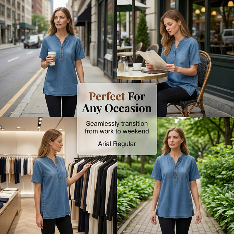 😍New arrival 40% OFF💙Women's Breathable Casual Denim Look Top