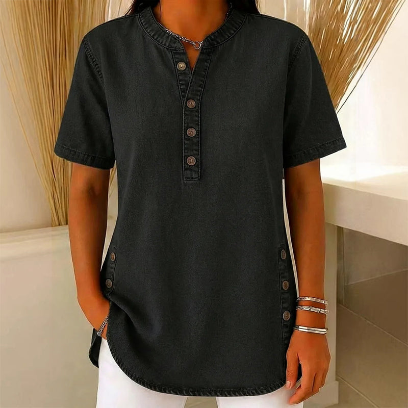 😍New arrival 40% OFF💙Women's Breathable Casual Denim Look Top