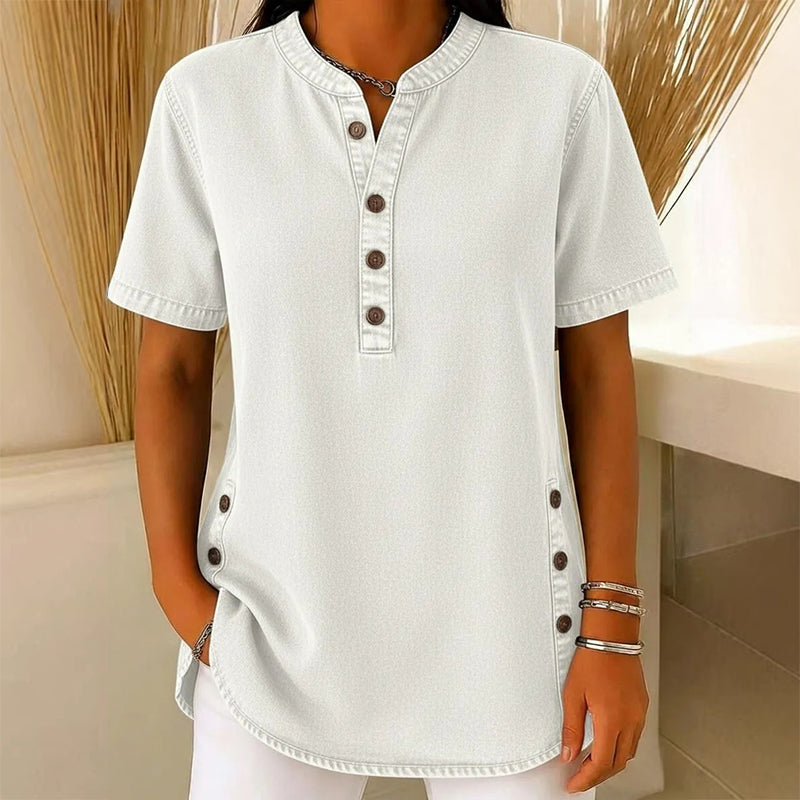 😍New arrival 40% OFF💙Women's Breathable Casual Denim Look Top