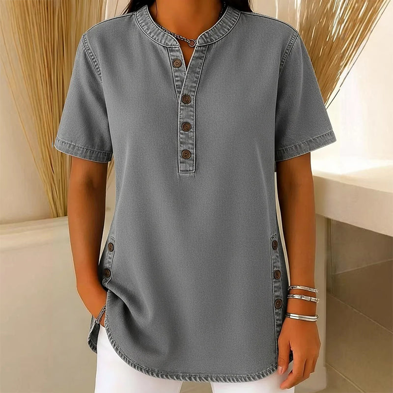 😍New arrival 40% OFF💙Women's Breathable Casual Denim Look Top