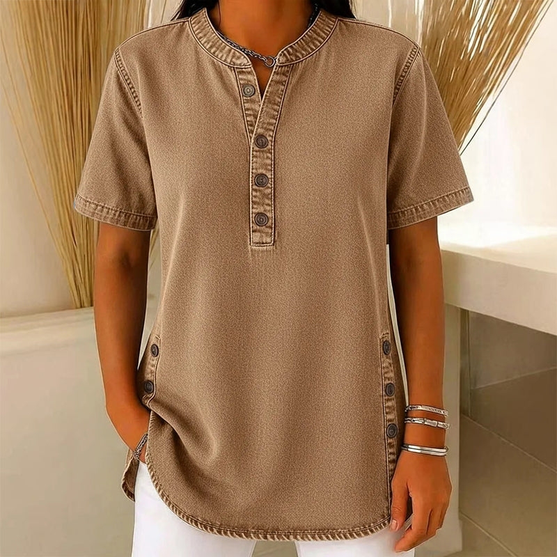 😍New arrival 40% OFF💙Women's Breathable Casual Denim Look Top