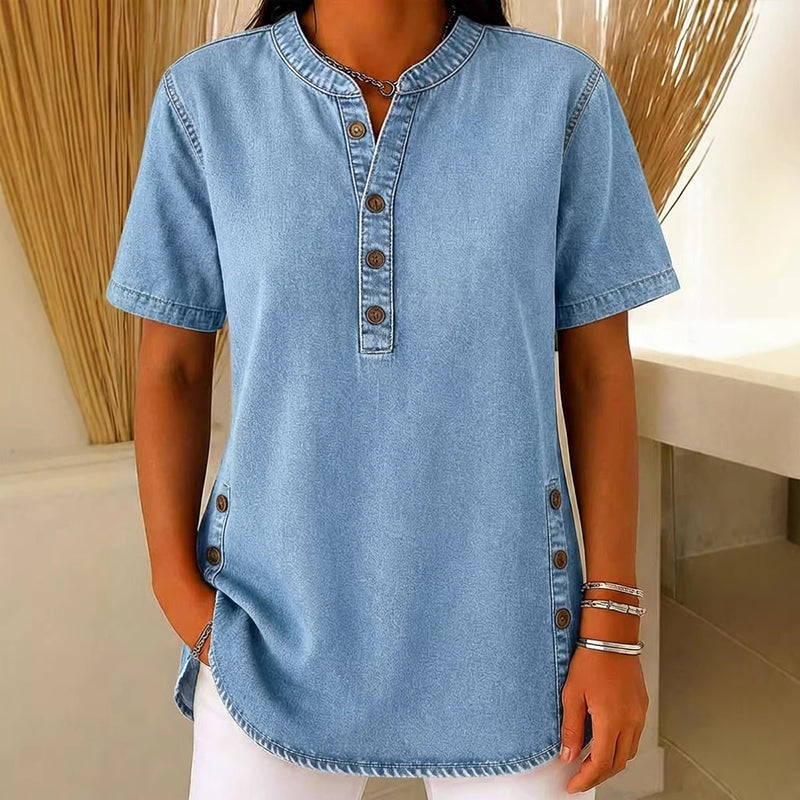 😍New arrival 40% OFF💙Women's Breathable Casual Denim Look Top