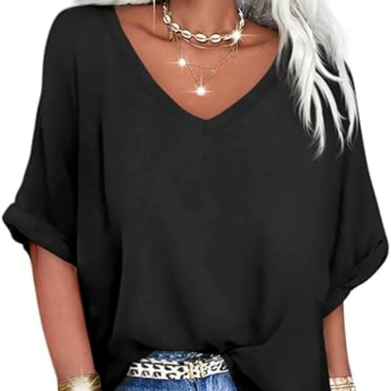 🥳SUMMER HOT SALE🥳💞50K+ SOLD!💥50% OFF! 🔥Women's Casual Loose V-Neck Top