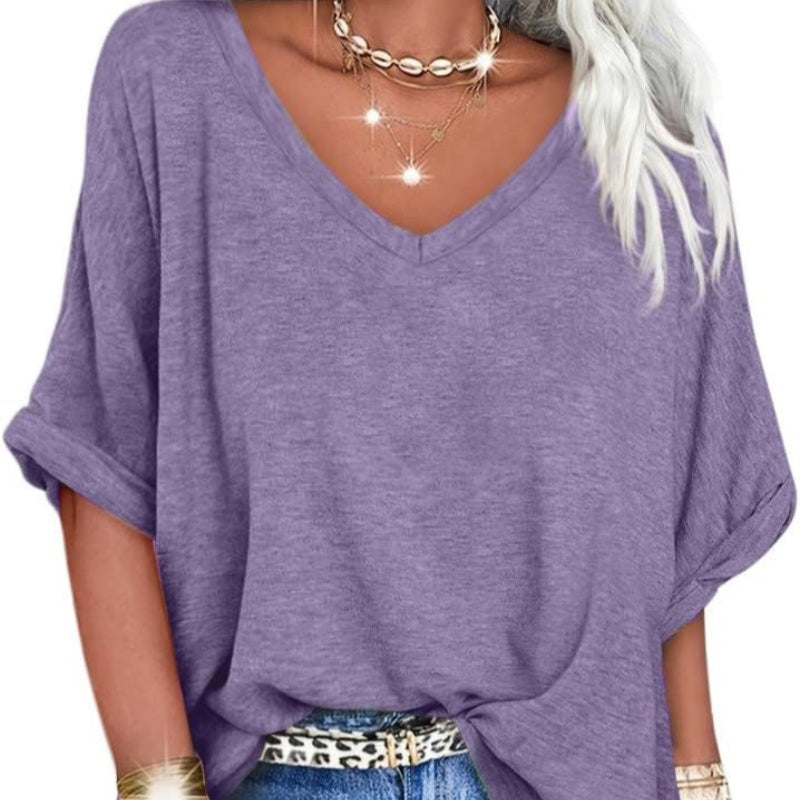 🥳SUMMER HOT SALE🥳💞50K+ SOLD!💥50% OFF! 🔥Women's Casual Loose V-Neck Top