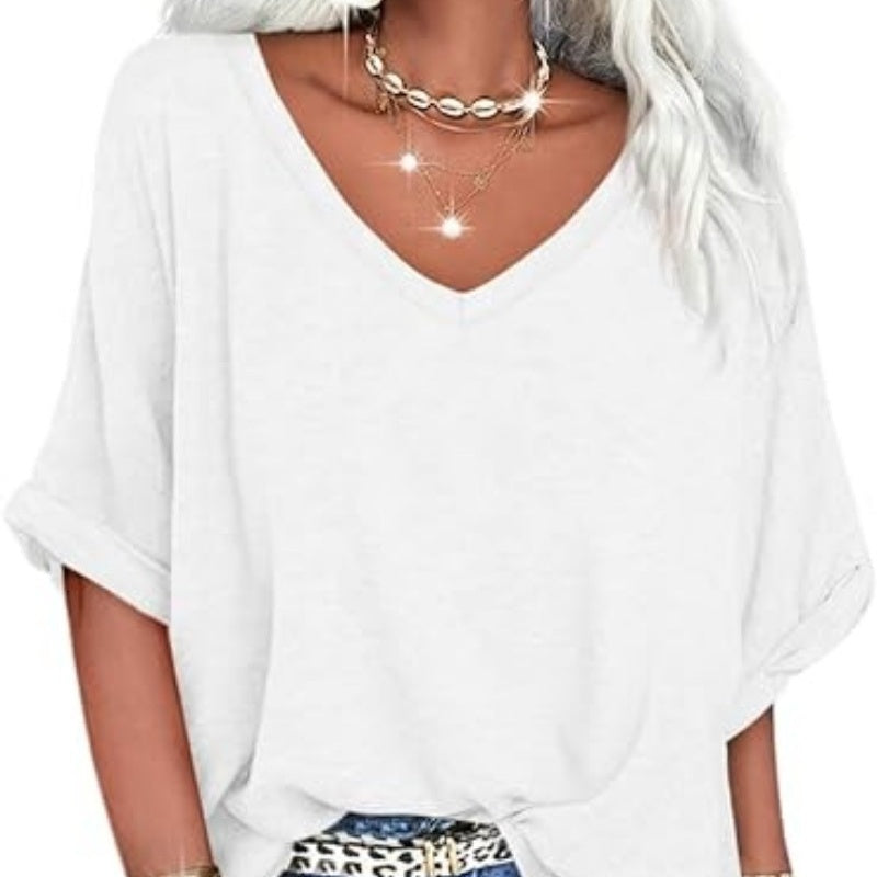 🥳SUMMER HOT SALE🥳💞50K+ SOLD!💥50% OFF! 🔥Women's Casual Loose V-Neck Top