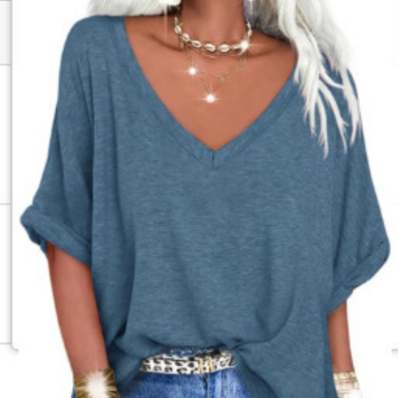 🥳SUMMER HOT SALE🥳💞50K+ SOLD!💥50% OFF! 🔥Women's Casual Loose V-Neck Top