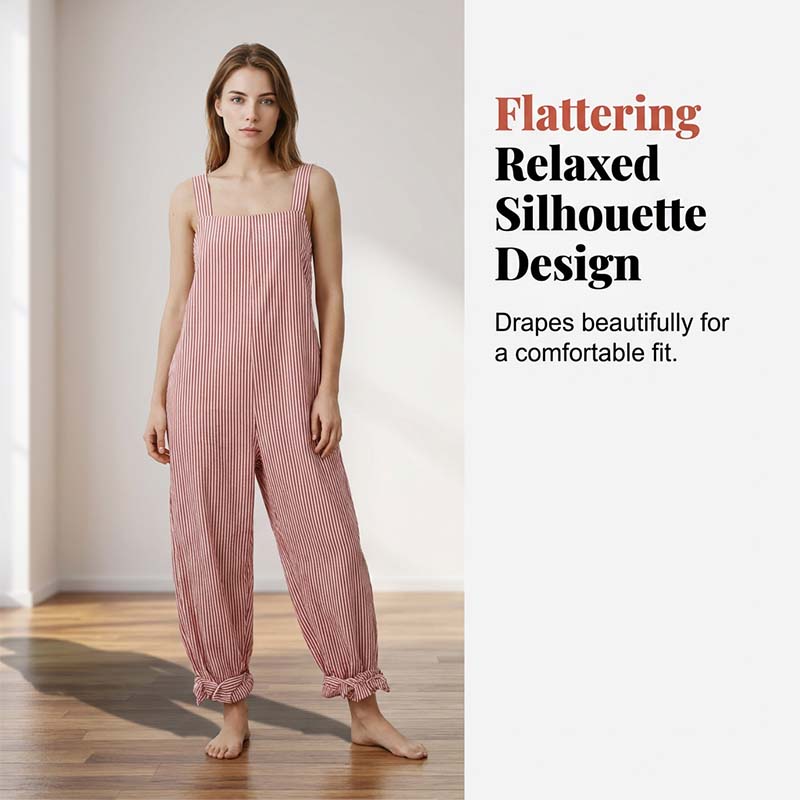 Striped Spaghetti Strap Jumpsuit – Relaxed, Breezy, Cotton 🌤️