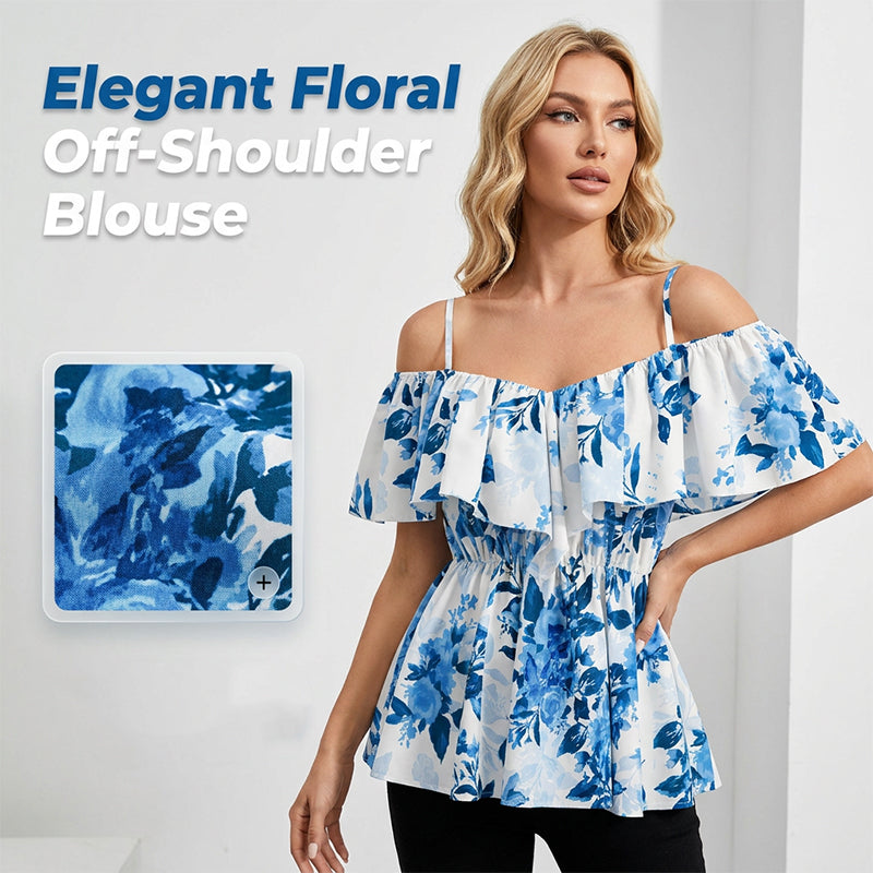 🌸Women's Plus Size Printed Off-Shoulder Ruffle Cami Top✨