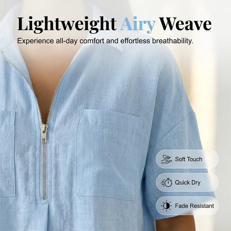 👚Women's Casual V-neck Zipper Short-Sleeved Top – Soft & breathable – Modern fit, easy zipper accent – perfect for daily wear or summer layering 🌸