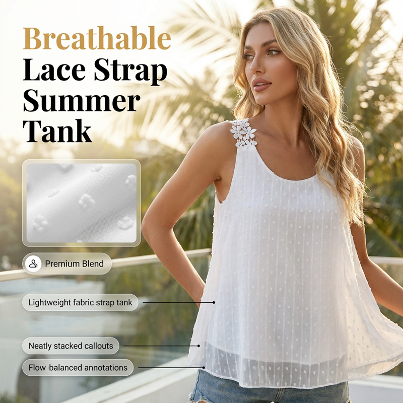 🔥 Elegant Dot Lace Strap Tank Top