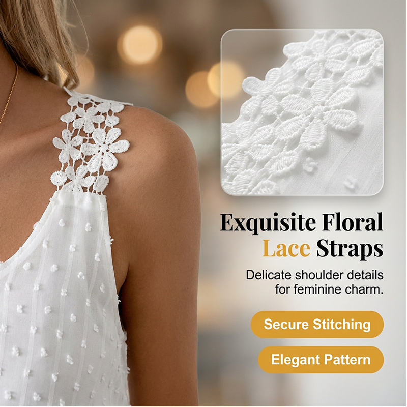 🔥 Elegant Dot Lace Strap Tank Top