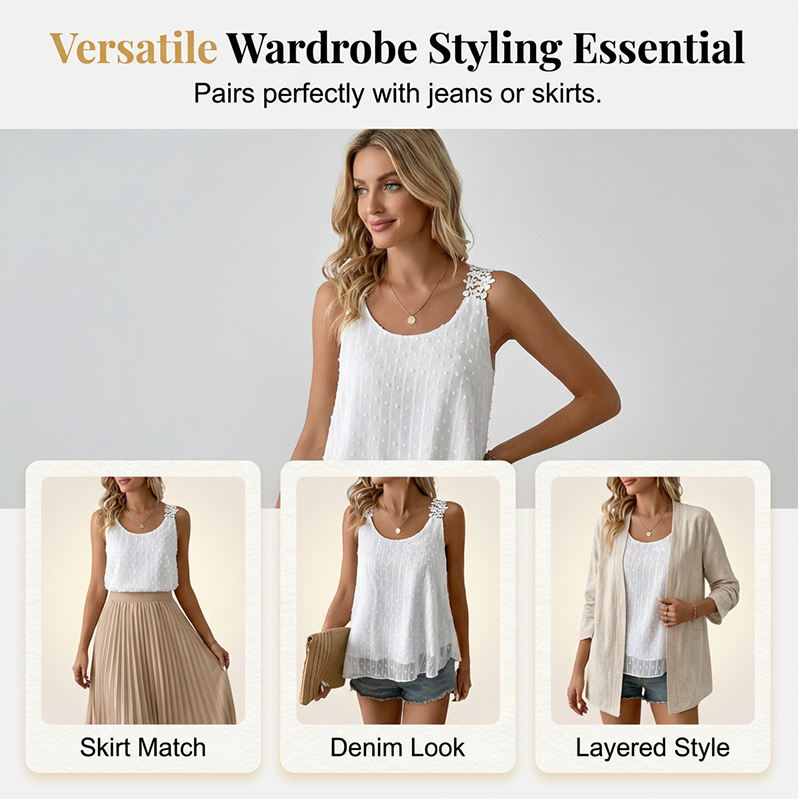 🔥 Elegant Dot Lace Strap Tank Top